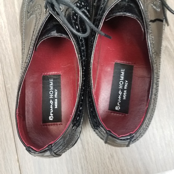 EUC Bruno homme black‎ patent leather  sz 12 shoes